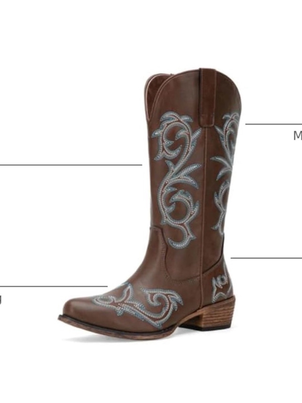 Women's Cowboy Boots Wide Calf, Mid Calf Western Cowgirl - Picture 8 of 9